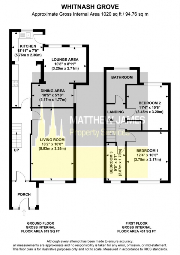 Floor Plan Image for 3 Bedroom End of Terrace House for Sale in Whitnash Grove, Wyken, CV2 - Cul De Sac Location