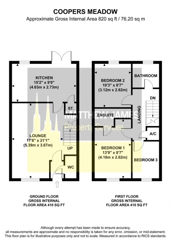 Floor Plan Image for 3 Bedroom Semi-Detached House for Sale in Coopers Meadow, Keresley End, CV7 - No Chain