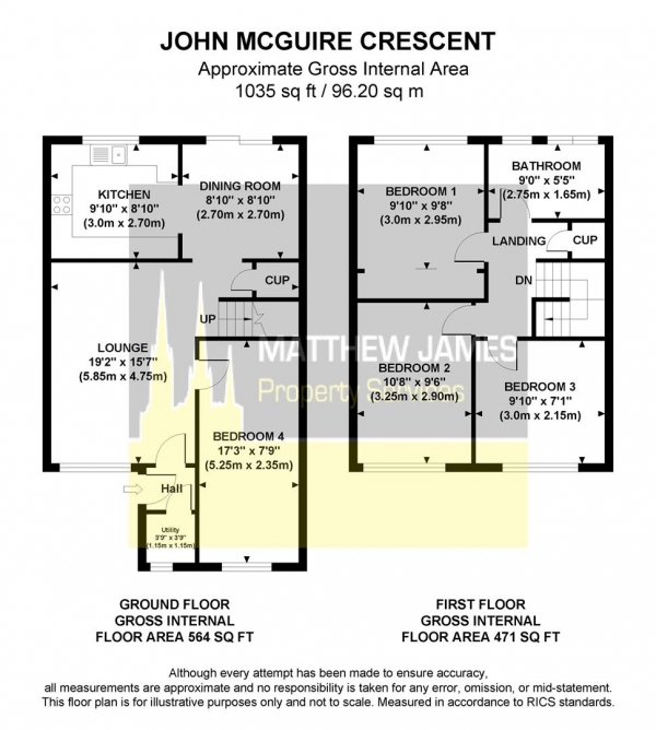 Floor Plan Image for 4 Bedroom Semi-Detached House for Sale in John Mcguire Crescent, Binley, CV3  No Onwards Chain