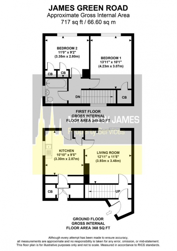 Floor Plan Image for 2 Bedroom Terraced House for Sale in James Green Road, Tile Hill, Coventry