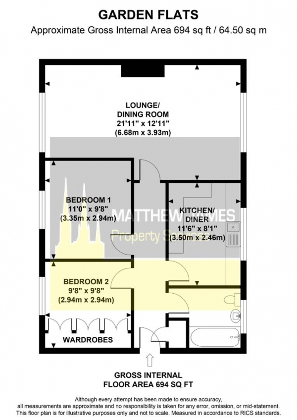 Floor Plan Image for 2 Bedroom Flat for Sale in Garden Flats, Coventry