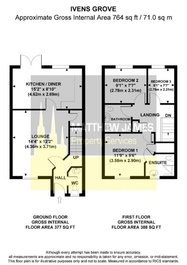 Floor Plan Image for 3 Bedroom Semi-Detached House for Sale in Ivens Grove, Coventry, CV2 2QH