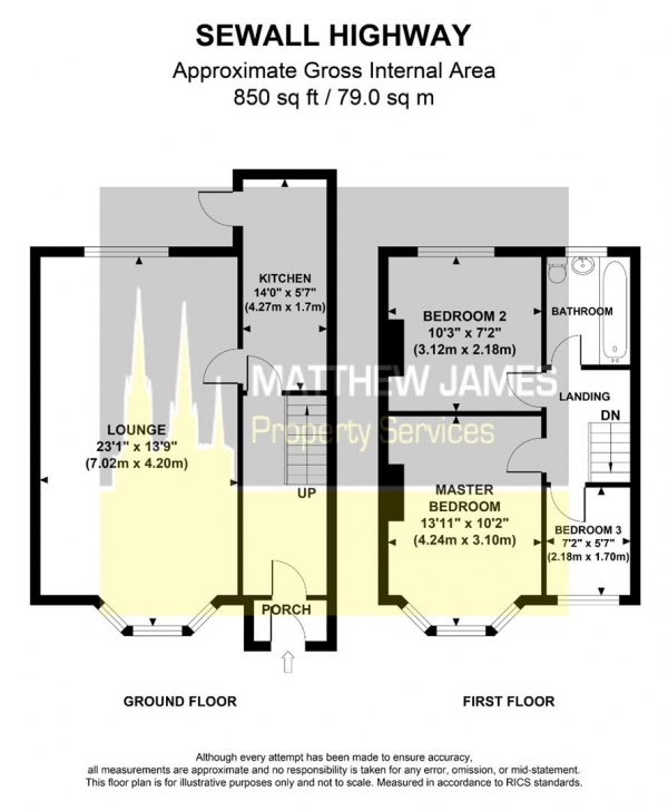 Floor Plan Image for 3 Bedroom Terraced House for Sale in Sewall Highway, Wyken, Coventry