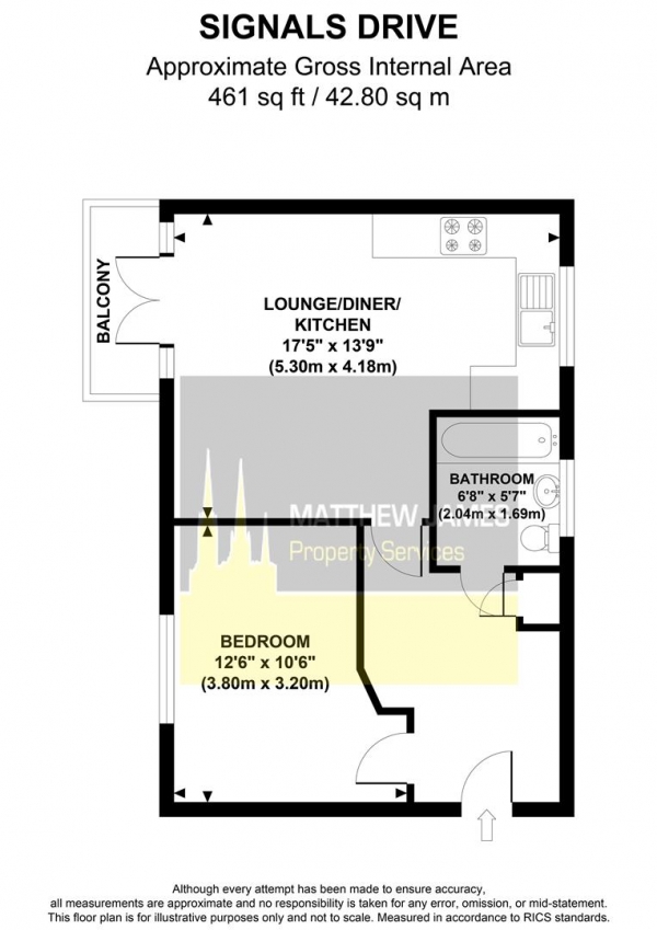 Floor Plan Image for 1 Bedroom Flat for Sale in Signals Drive, New Stoke Village, CV3