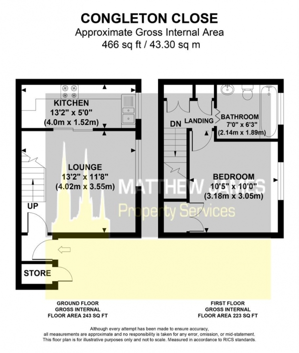 Floor Plan Image for 1 Bedroom End of Terrace House for Sale in Congleton Close, Holbrooks, Coventry