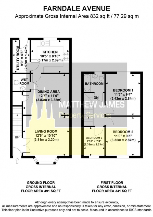 Floor Plan Image for 3 Bedroom End of Terrace House for Sale in Farndale Avenue, Holbrooks, Coventry