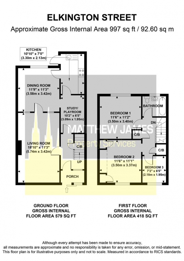 Floor Plan Image for 3 Bedroom End of Terrace House for Sale in Elkington Street, Courthouse Green, Coventry