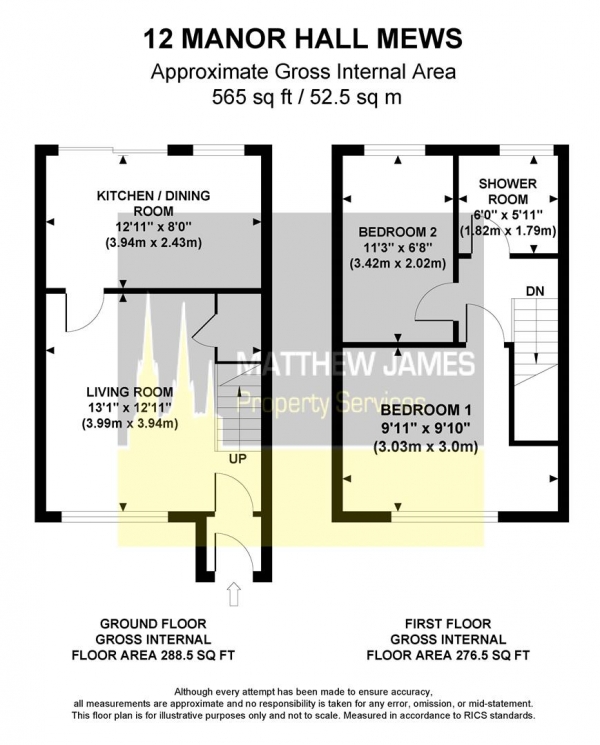 Floor Plan Image for 2 Bedroom Terraced House for Sale in Manor Hall Mews, CV3 - No Chain