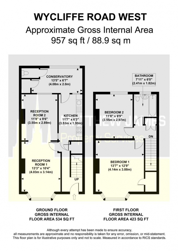 Floor Plan Image for 2 Bedroom Terraced House for Sale in Wycliffe Road West, Wyken, Coventry