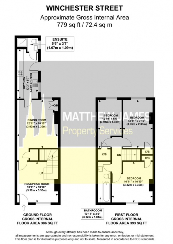 Floor Plan for 3 Bedroom Terraced House for Sale in Winchester Street, Coventry, CV1, 5NT -  &pound175,000