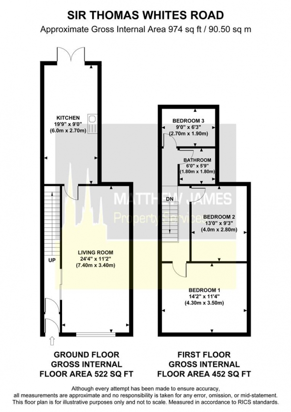 Floor Plan Image for 3 Bedroom Terraced House for Sale in Sir Thomas Whites Road, Chapelfields, Coventry