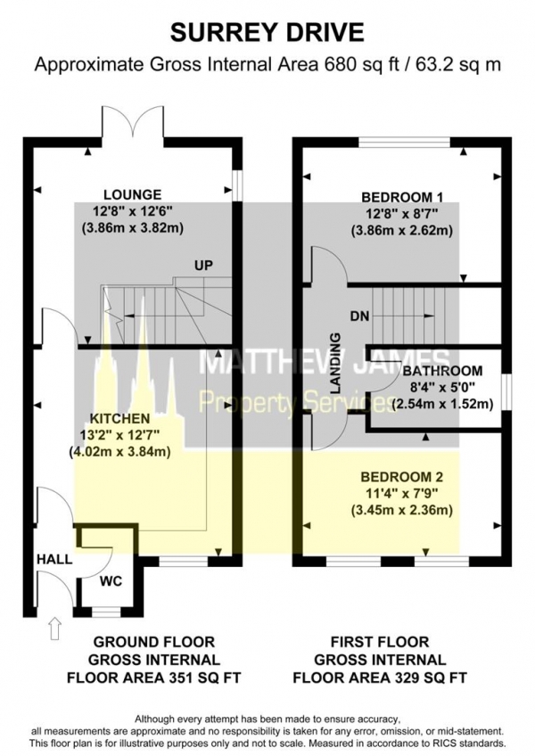 Floor Plan Image for 2 Bedroom End of Terrace House for Sale in Surrey Drive, CV3 - Fantastic Central Location