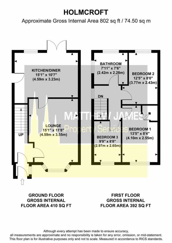 Floor Plan Image for 3 Bedroom Semi-Detached House for Sale in Holmcroft, Walsgrave, Coventry