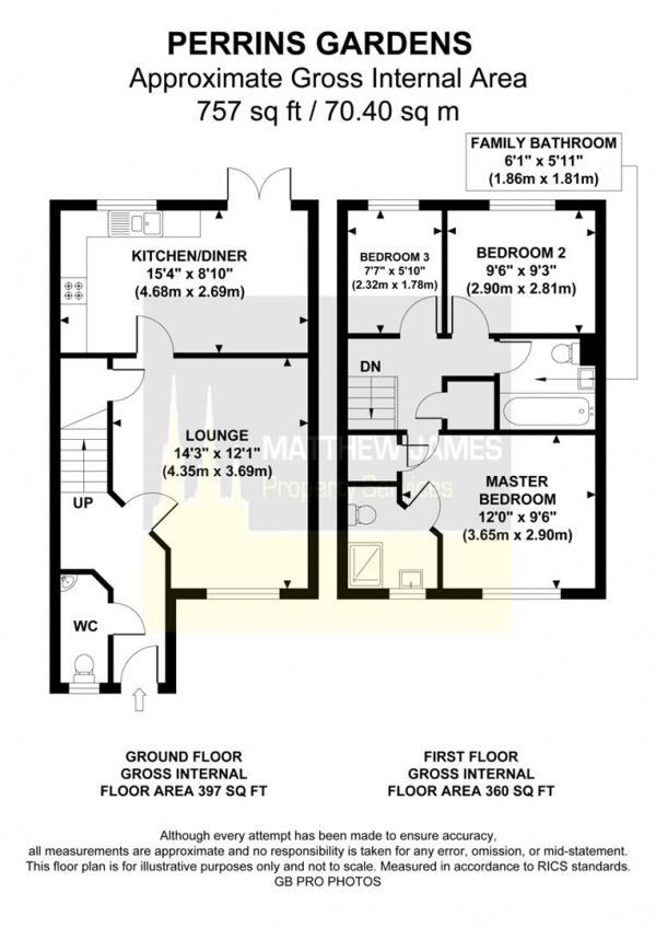 Floor Plan Image for 3 Bedroom Semi-Detached House for Sale in Perrins Gardens, Weavers Wharf, CV6