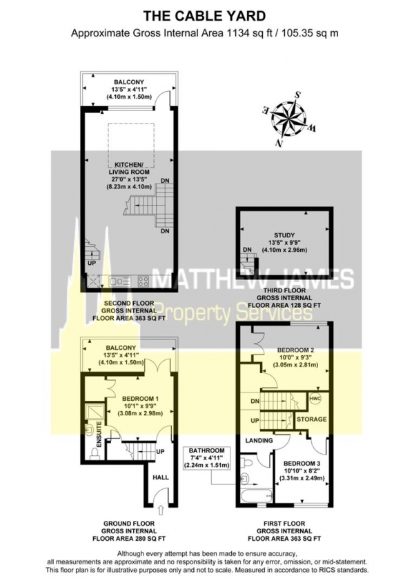 Floor Plan Image for 3 Bedroom Town House for Sale in Electric Wharf, Coventry  **FREEHOLD TOWNHOUSE**