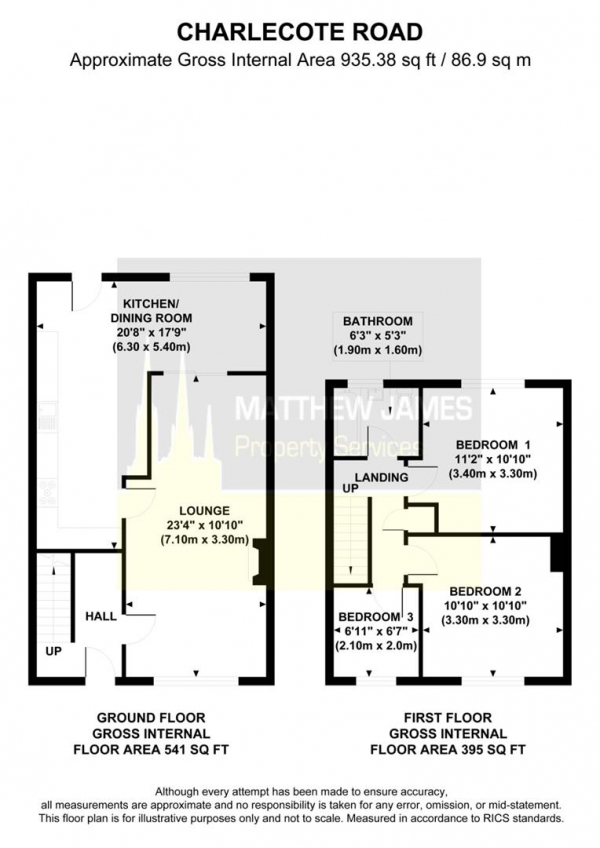 Floor Plan Image for 3 Bedroom Terraced House for Sale in Charlecote Road, Whitmore Park, Coventry