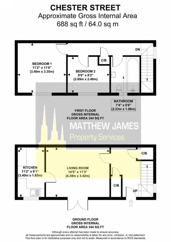 Floor Plan for 2 Bedroom Terraced House for Sale in Chester Street, Lower Coundon, Coventry  ** VACANT & NO UPWARD CHAIN **, CV1, 4DJ -  &pound150,000