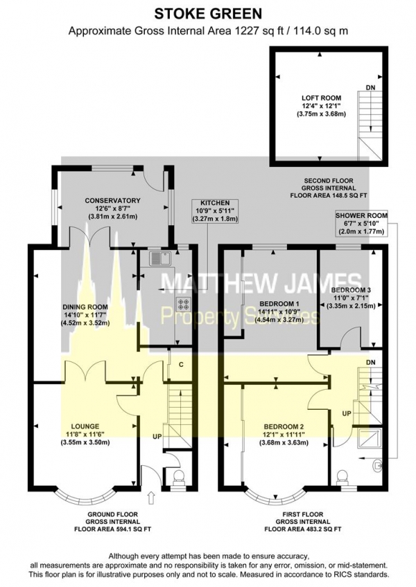 Floor Plan for 3 Bedroom End of Terrace House for Sale in Stoke Green, Stoke Heath, Coventry, CV3, 1FP - OIRO &pound250,000
