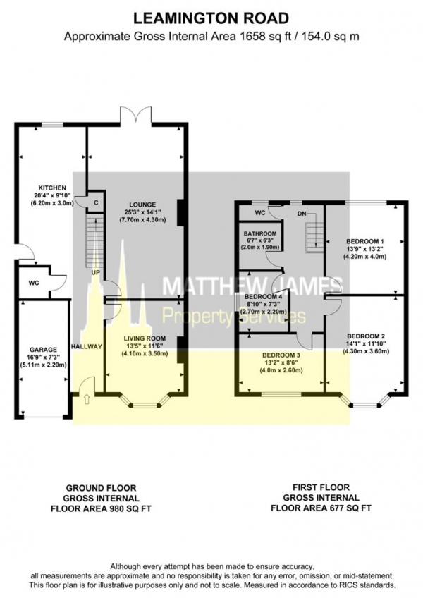 Floor Plan Image for 4 Bedroom Semi-Detached House for Sale in Leamington Road, Styvechale, CV3 - *No Chain* Extended*Over 1400Sqf*