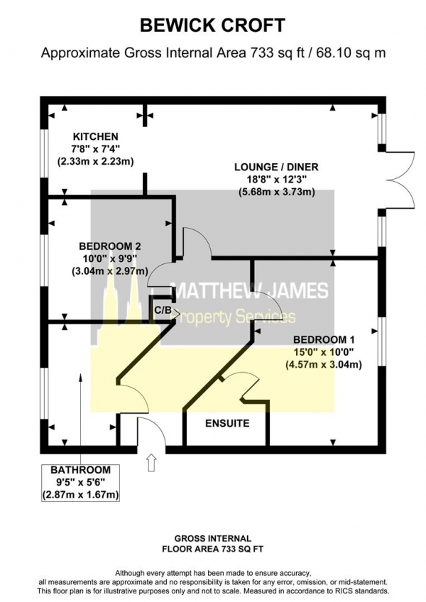 Floor Plan for 2 Bedroom Apartment for Sale in Bewick Croft, Stoke Heath, Coventry **Shared Ownership**, CV2, 4QR -  &pound62,500