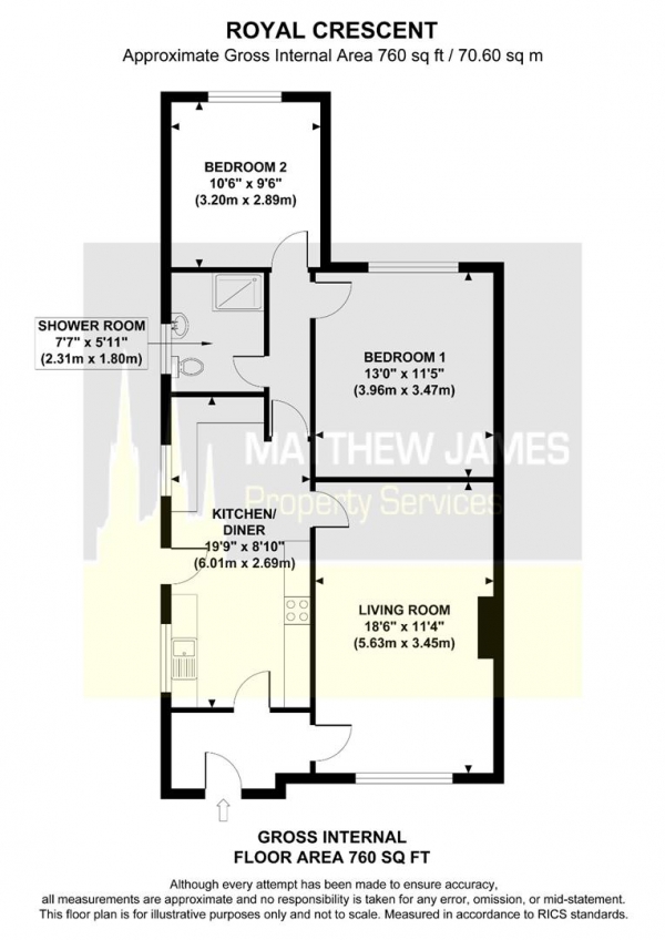 Floor Plan Image for 2 Bedroom Semi-Detached Bungalow for Sale in Royal Crescent, Willenhall, Coventry