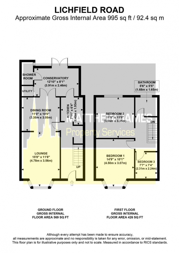 Floor Plan Image for 3 Bedroom End of Terrace House for Sale in Lichfield Road, Cheylesmore, CV3