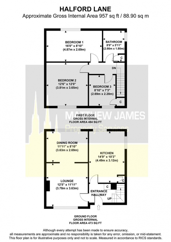 Floor Plan Image for 3 Bedroom Semi-Detached House for Sale in Halford Lane, Coventry *Semi Detached*