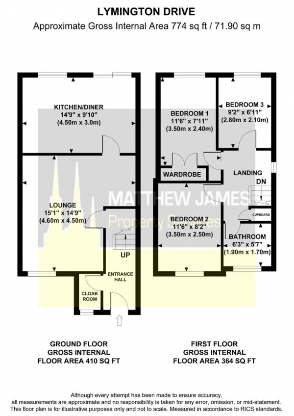 Floor Plan Image for 3 Bedroom End of Terrace House for Sale in Lymington Drive, Hawksbury Village, CV6