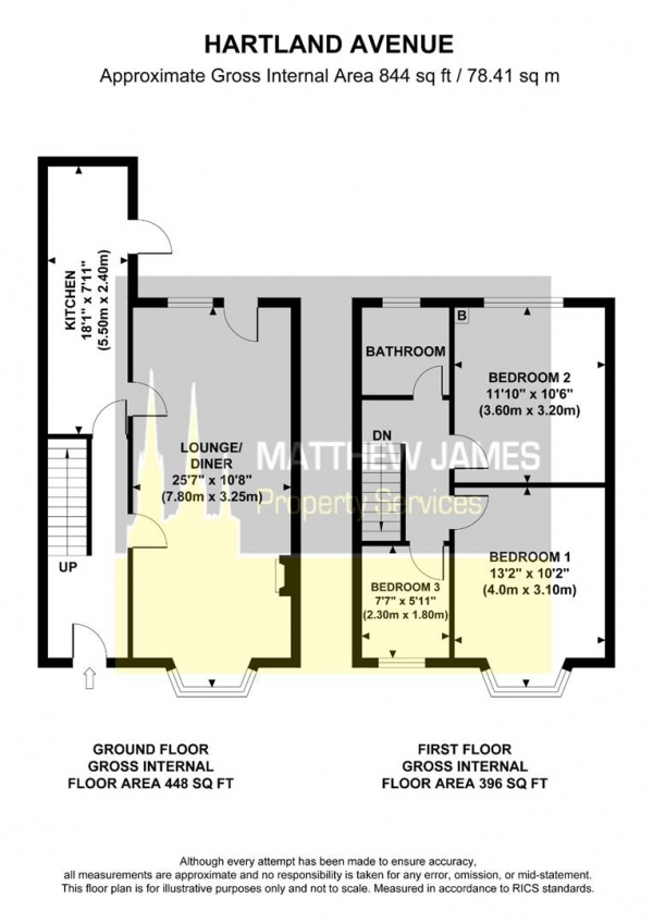 Floor Plan Image for 3 Bedroom End of Terrace House for Sale in Hartland Avenue, Wyken, CV2 - No Onwards Chain