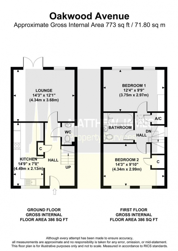 Floor Plan Image for 2 Bedroom Semi-Detached House for Sale in Oakwood Avenue, Coventry, 2 Bed Semi Detached