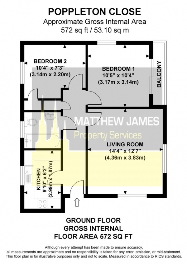 Floor Plan Image for 2 Bedroom Apartment for Sale in Poppleton Close, Coventry