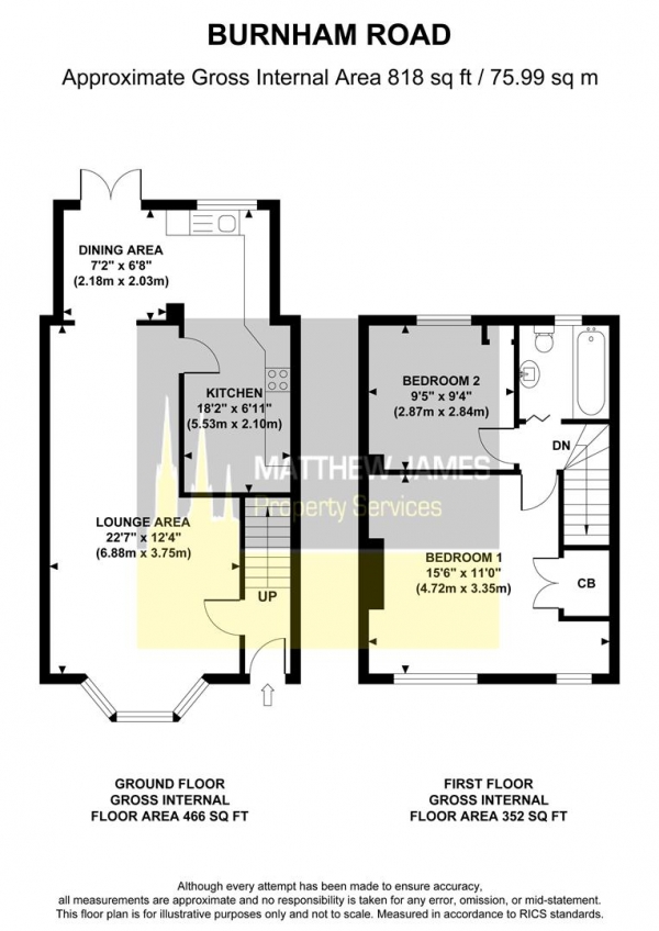 Floor Plan Image for 2 Bedroom Terraced House for Sale in Burnham Road, Coventry ** TWO DOUBLE BEDROOMS **