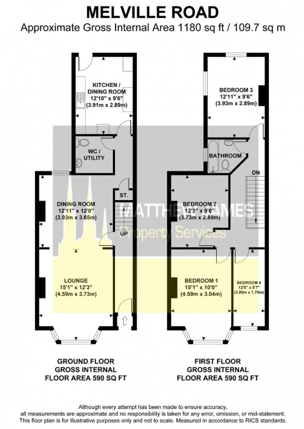 Floor Plan Image for 4 Bedroom Terraced House for Sale in Melville Road, Spon End, Coventry  ** Four Bedrooms **