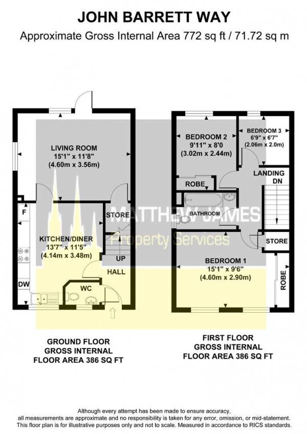 Floor Plan Image for 3 Bedroom Semi-Detached House for Sale in John Barrett Way, CV2 - No Onwards Chain