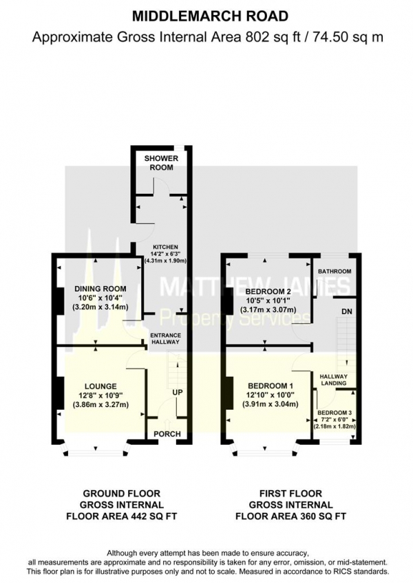 Floor Plan Image for 3 Bedroom End of Terrace House for Sale in Middlemarch Road, Radford, Coventry **VACANT & NO UPWARD CHAIN**