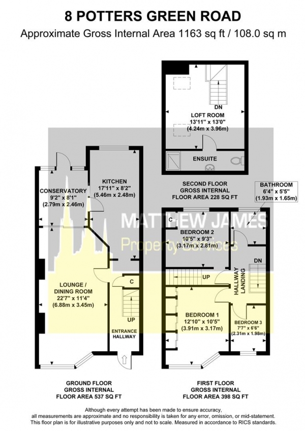 Floor Plan Image for 3 Bedroom Terraced House for Sale in Potters Green Road, Coventry, *3 Bed And Loft Room*