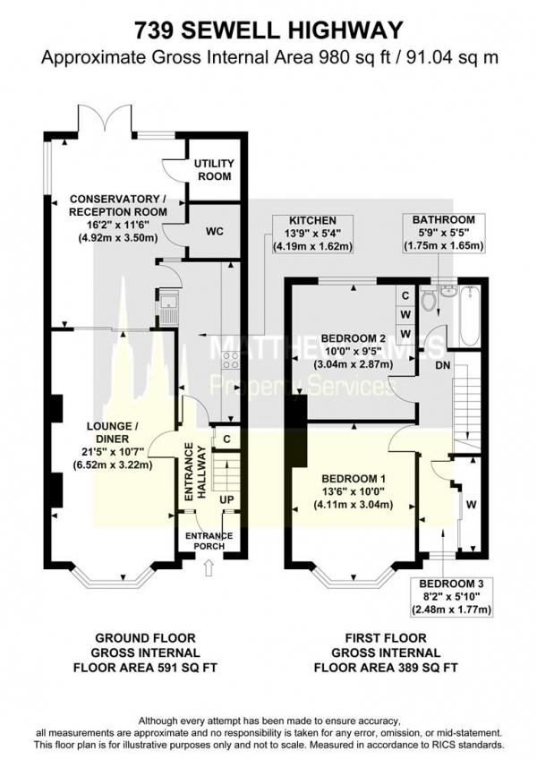 Floor Plan Image for 3 Bedroom End of Terrace House for Sale in Sewall Highway, Coventry, Extended Property