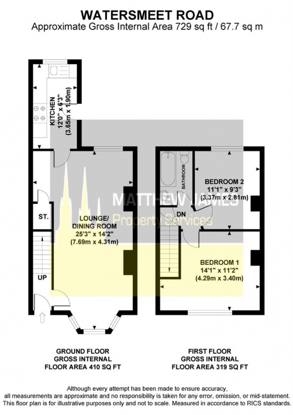 Floor Plan Image for 2 Bedroom Terraced House to Rent in Watersmeet Road, Coventry