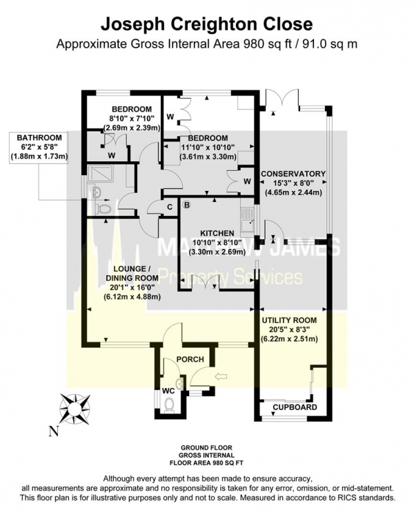 Floor Plan Image for 2 Bedroom Detached Bungalow for Sale in Joseph Creighton Close, Binley, Coventry