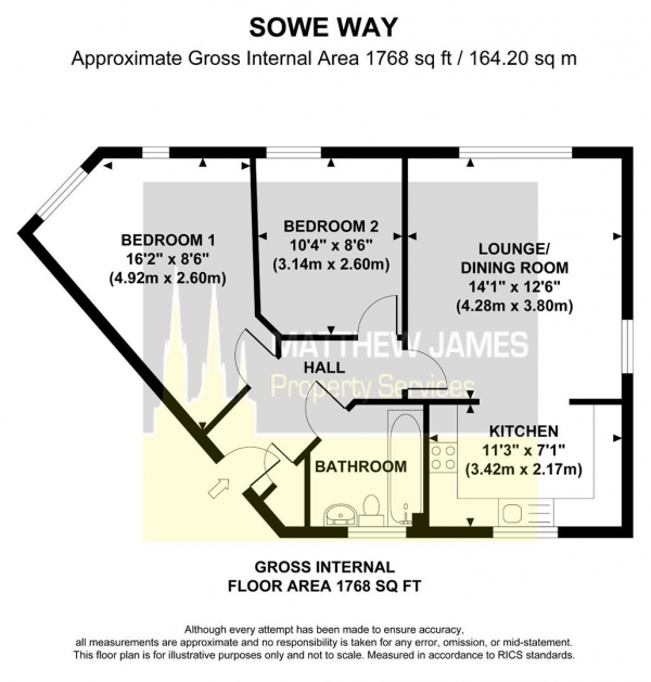 Floor Plan Image for 2 Bedroom Apartment for Sale in Sowe Way, Coventry