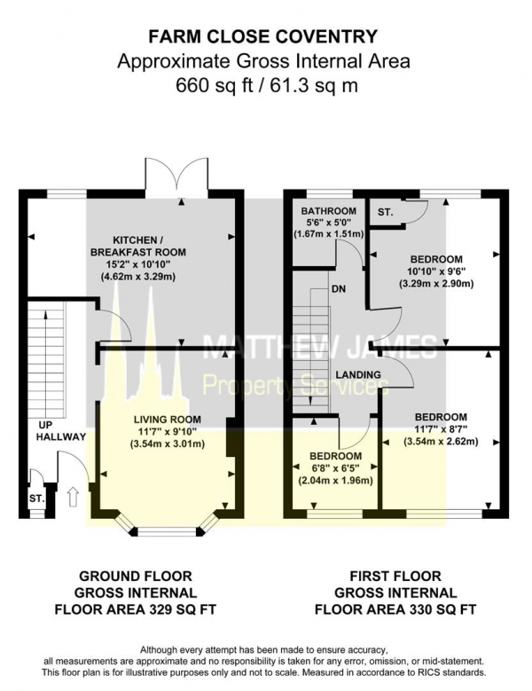 Floor Plan Image for 3 Bedroom Terraced House for Sale in Farm Close, Coventry