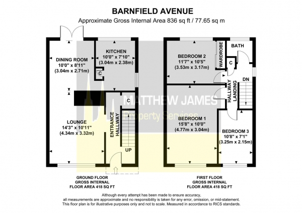 Floor Plan Image for 3 Bedroom Semi-Detached House for Sale in Barnfield Avenue, Allesley Village, Coventry