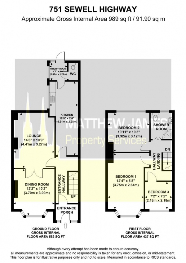 Floor Plan Image for 3 Bedroom End of Terrace House for Sale in Sewall Highway, Wyken, Coventry