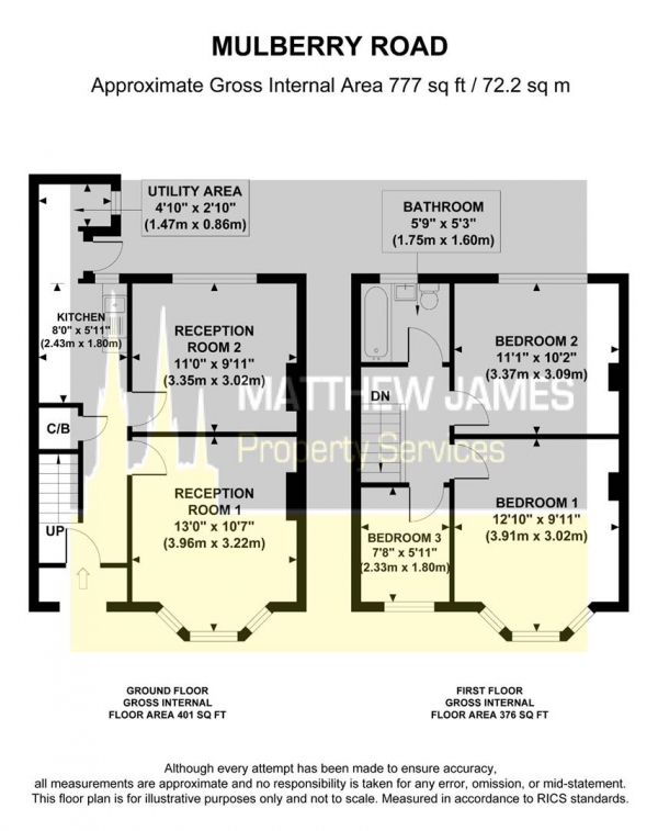 Floor Plan Image for 3 Bedroom Terraced House for Sale in Mulberry Road, Coventry