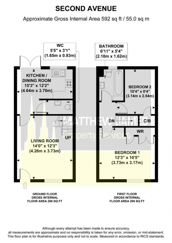 Floor Plan Image for 2 Bedroom Terraced House for Sale in Second Avenue, Coventry