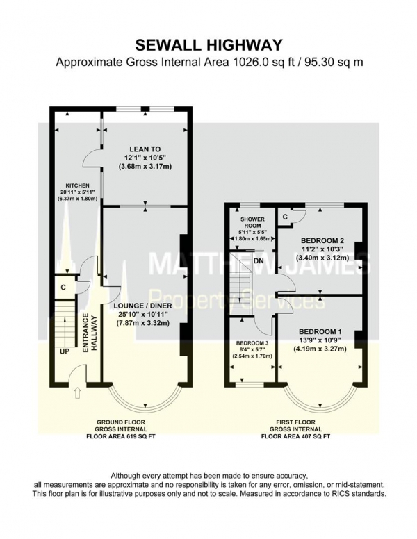 Floor Plan Image for 3 Bedroom Terraced House for Sale in Sewall Highway, Wyken, Coventry