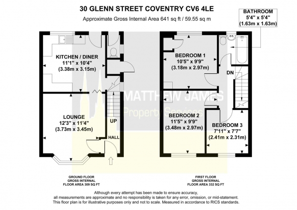 Floor Plan Image for 3 Bedroom Semi-Detached House for Sale in Glenn Street, Holbrooks, Coventry **CORNER PLOT**