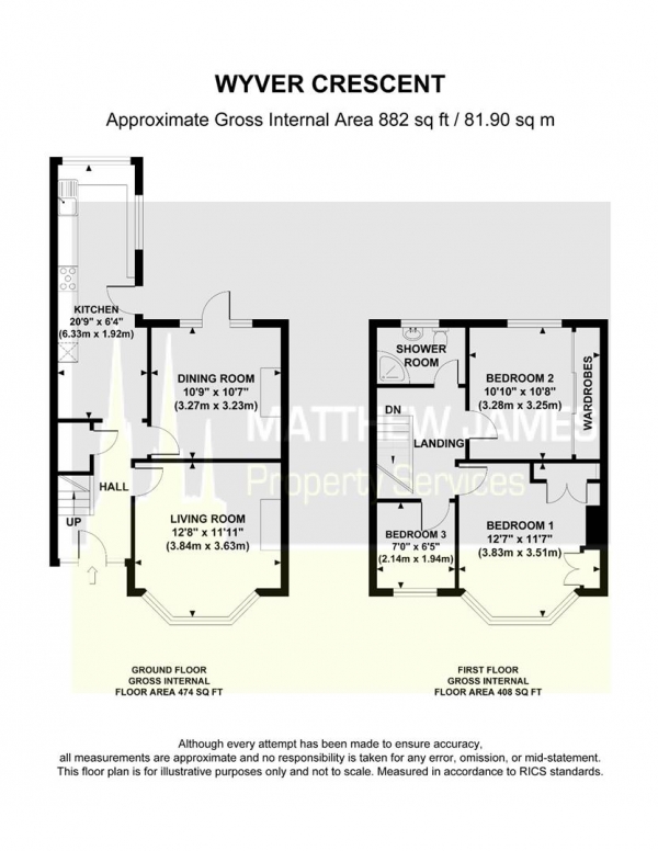 Floor Plan Image for 3 Bedroom Terraced House for Sale in Wyver Crescent, Poets Corner, Coventry