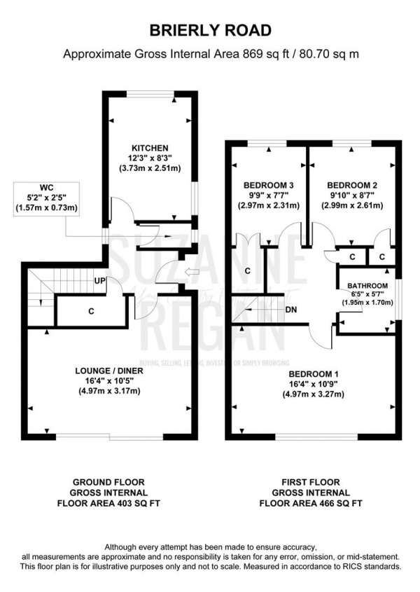 Floor Plan Image for 3 Bedroom Semi-Detached House for Sale in Brierley Road, Henley Green,  Coventry  **CASH BUYERS ONLY**