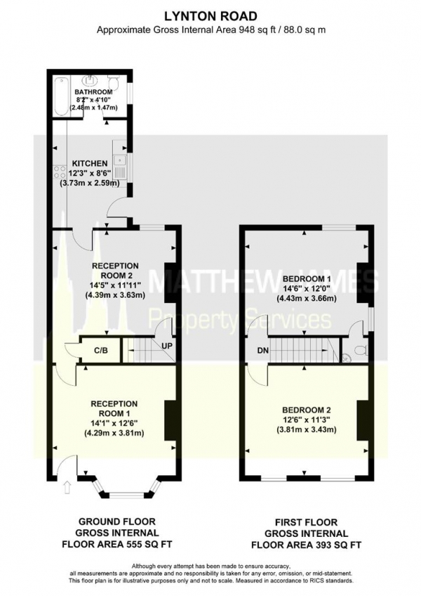 Floor Plan Image for 2 Bedroom End of Terrace House for Sale in Lynton Road, Foleshill, Coventry